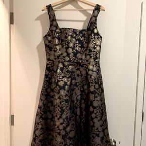 Francesca’s purple floral metallic cocktail dress